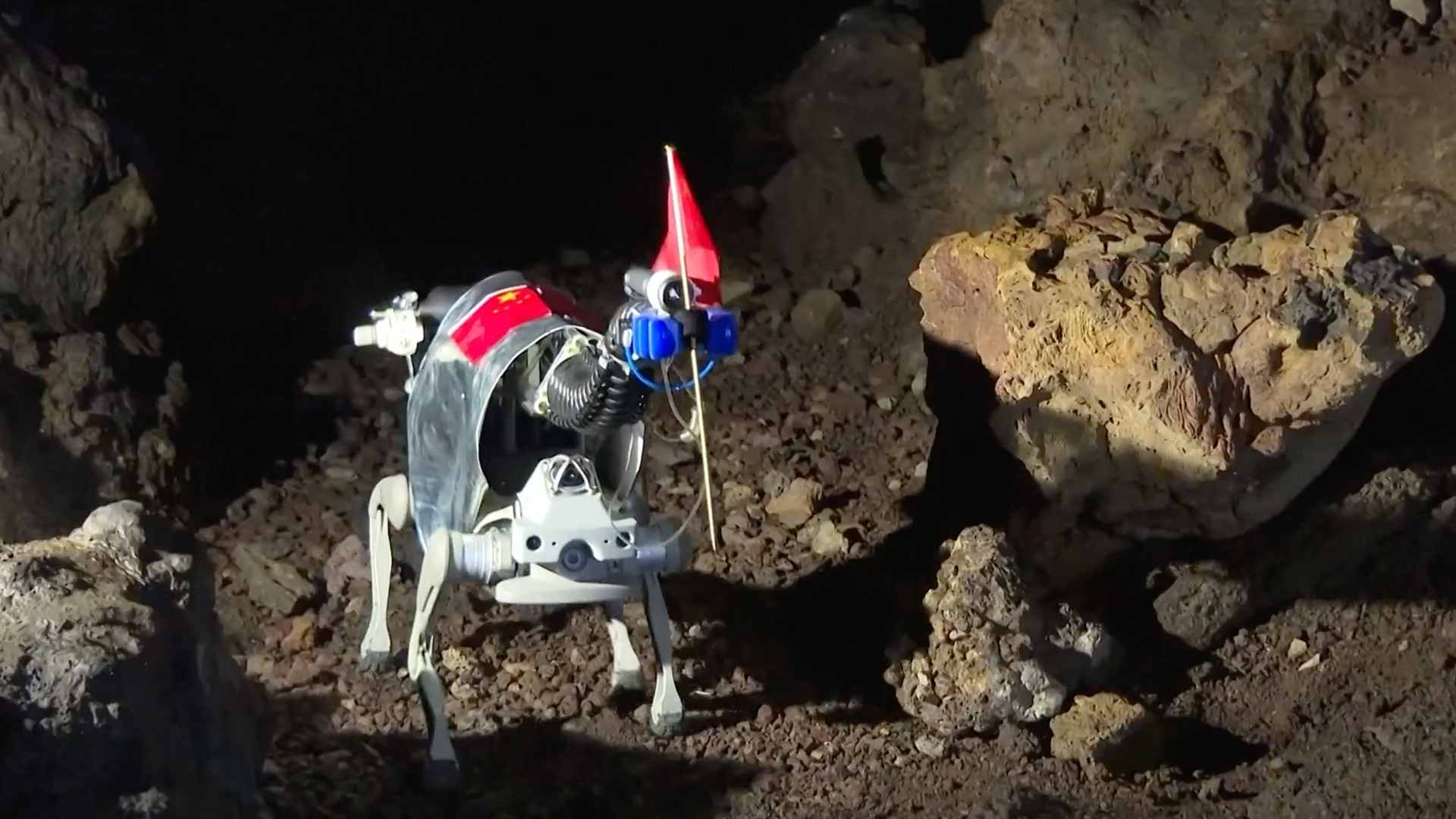China is practicing robotic moon exploration in a lava cave here on Earth.