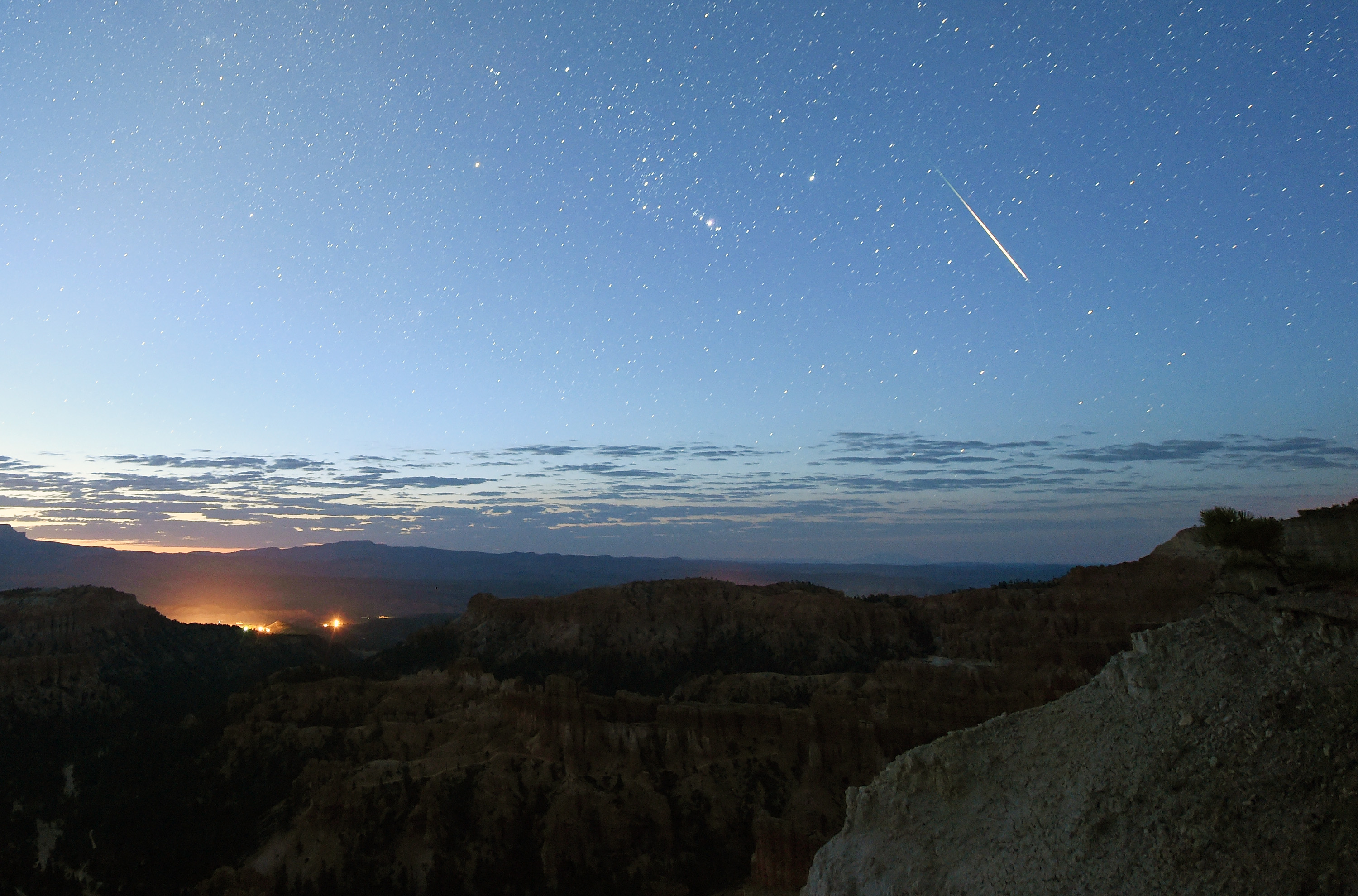The best time to see the 2017 Eta Aquarid meteor shower may be in the early morning hours on May 6. Shown here, a Perseid meteor near Bryce Canyon.