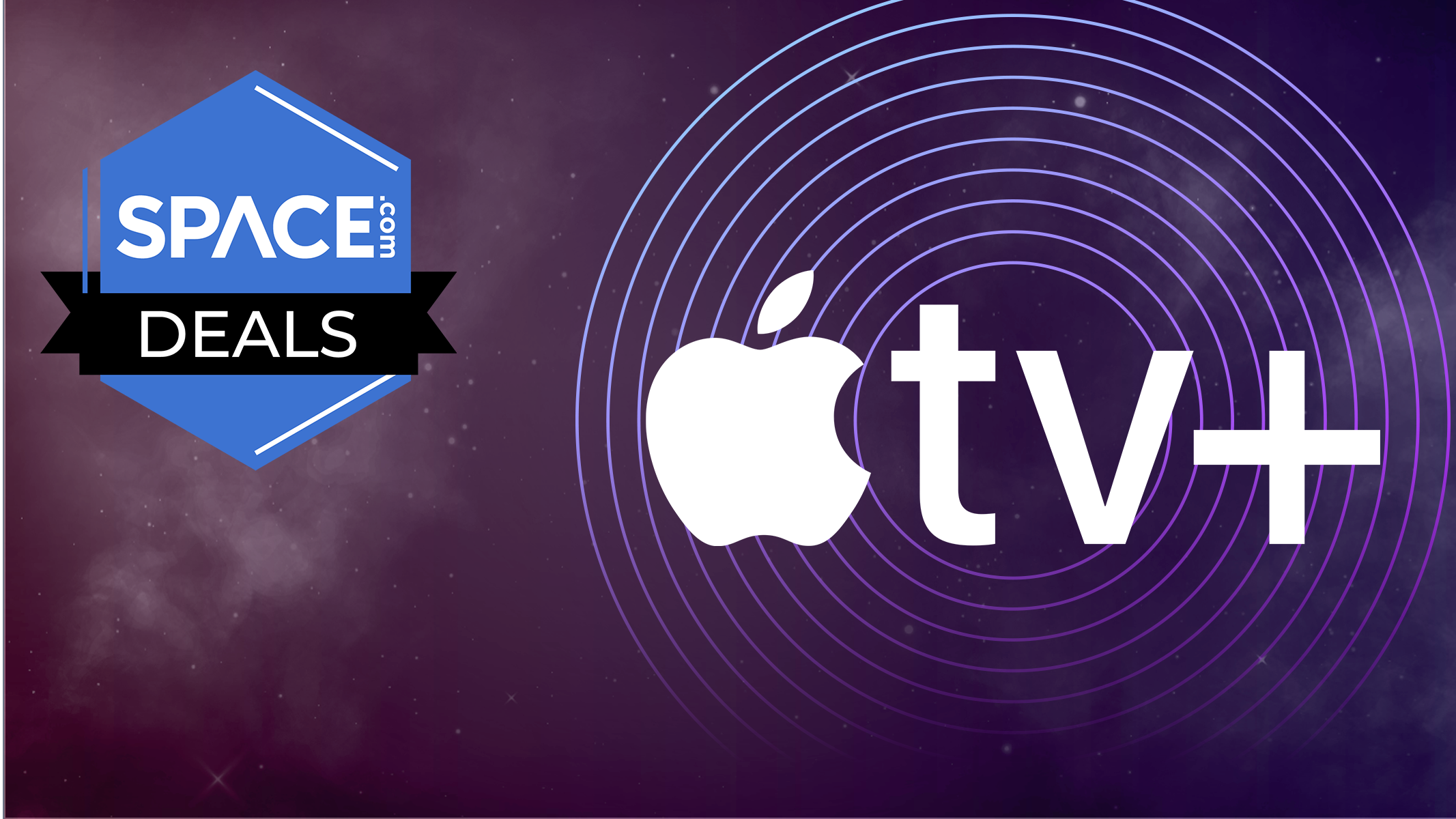 Apple TV+ logo on Space deals background